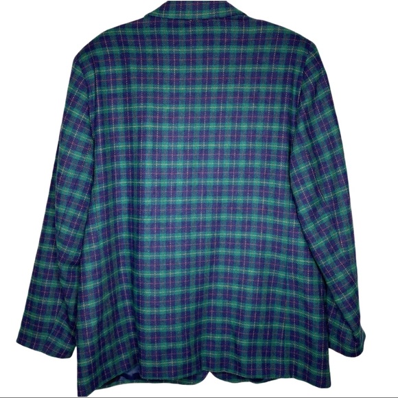 Vintage Koret Blue Plaid Wool Career Blazer 16 - Picture 6 of 6